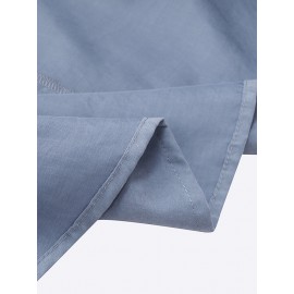 Solid Color Button Curved Hem Casual Muslim Dress for Women