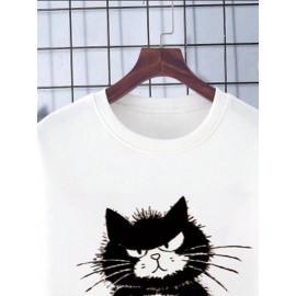 Mens Cat Graphic Crew Neck Casual Pullover Sweatshirts Winter