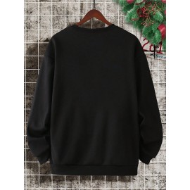 Mens Christmas Santa Claus Print Crew Neck Pullover Sweatshirts