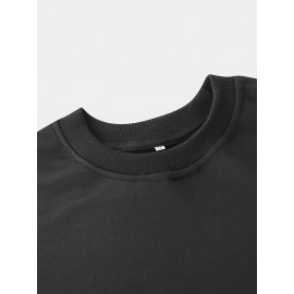 Mens Chinese Crane Print Crew Neck Pullover Sweatshirts Winter