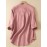 Women Plain Stand Collar Chest Pocket Cotton 3/4 Sleeve Shirt