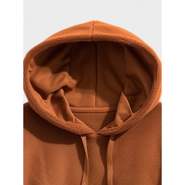 Mens Contrast Patchwork Kangaroo Pocket Fleece Drawstring Hoodies Winter
