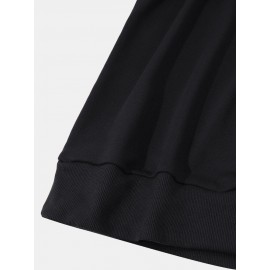 Mens Cartoon Astronaut Print Kangaroo Pocket Drawstring Hoodies